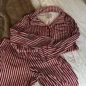 Tommy John Burgundy and White Striped Pajama Set